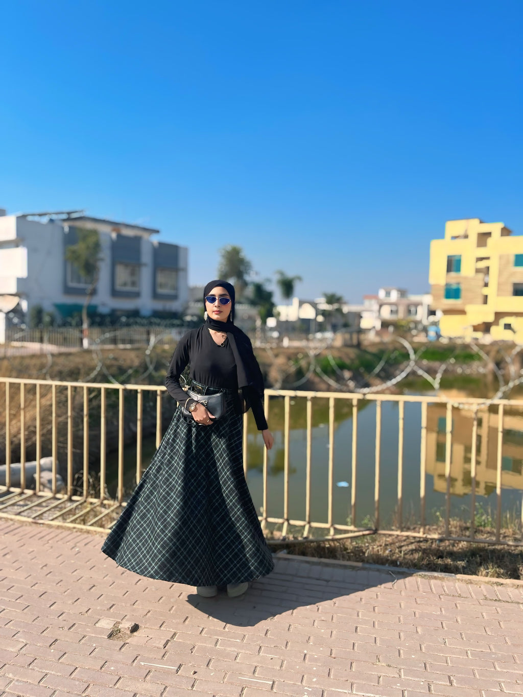 Gridline Plaid Skirt