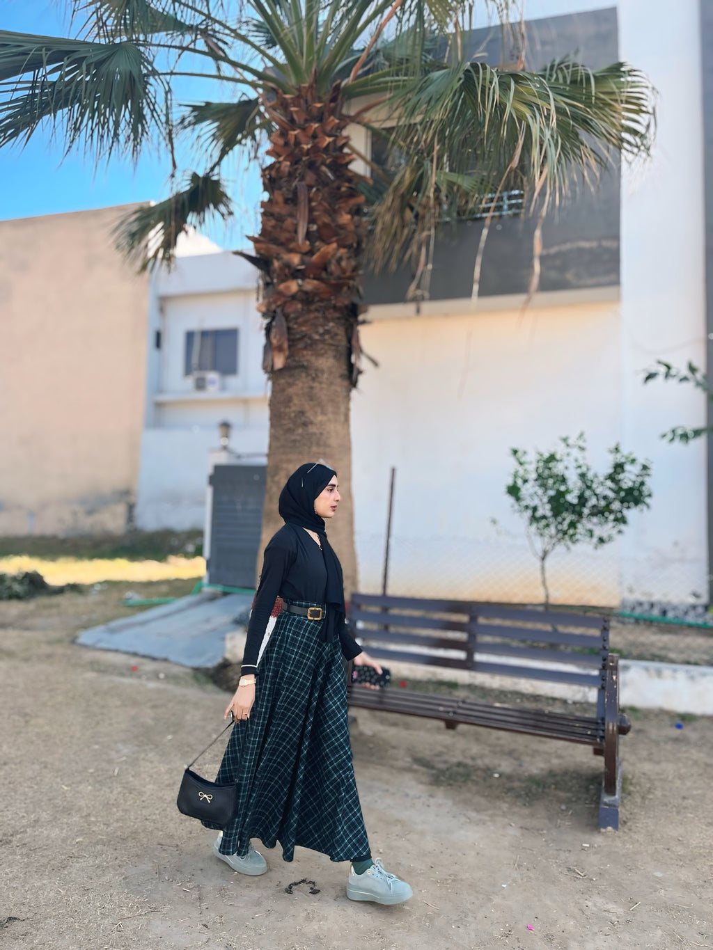 Gridline Plaid Skirt