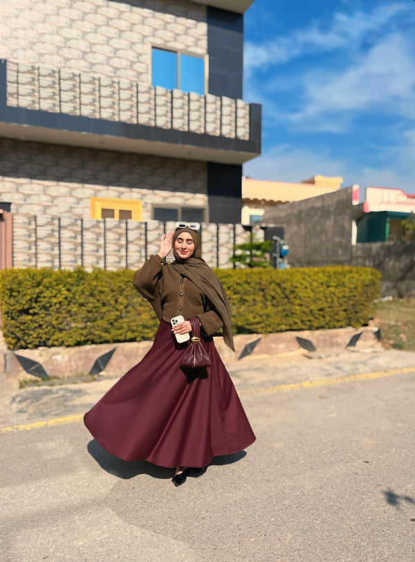 Berry Maroon Umbrella Skirt