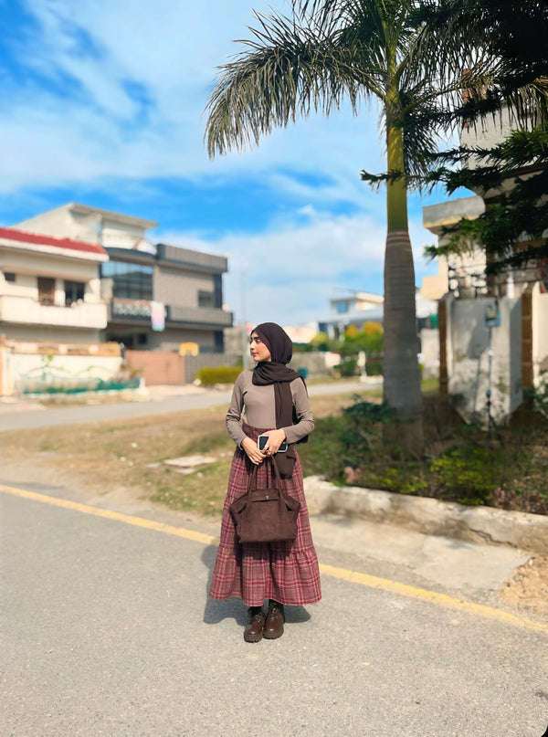 Layered Crissline Check Skirt