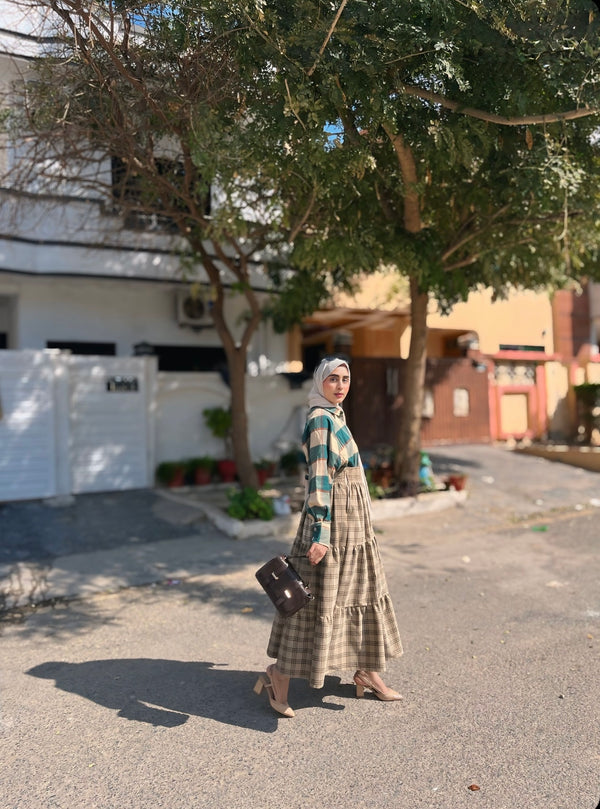 Layered Loomline Plaid Skirt